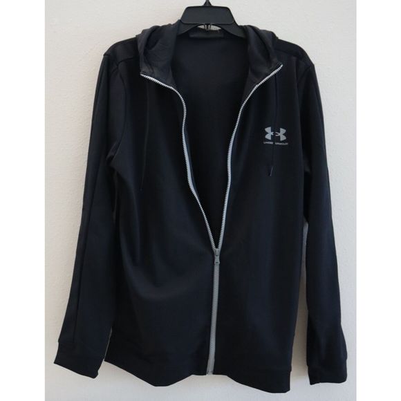 Under Armour 1370153 002 Men's Sz M Black/Gray UA JD Knit Hooded Tracksuit - Picture 9 of 11